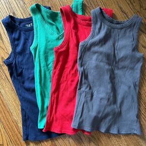 Maurices Women's Ribbed Tank Tops - Navy, Teal, Red, Gray